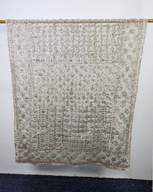 Dyeable Organza with Handmade Full Jaal Gotta Work Dupatta