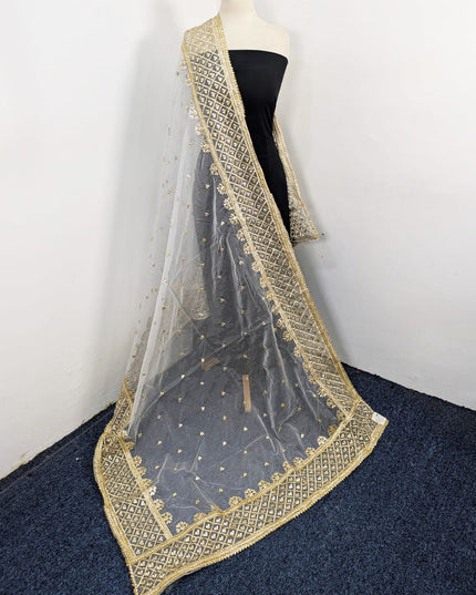 Handmade Golden Gotta Work Organza Dupatta (Dyeable in All Colors)