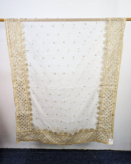 Handmade Golden Gotta Work Organza Dupatta (Dyeable in All Colors)