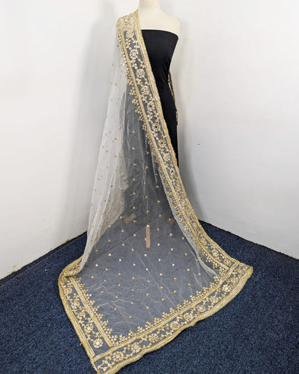 Fancy Organza with Handmade Golden Gotta + Mirror Work Dyeable Dupatta