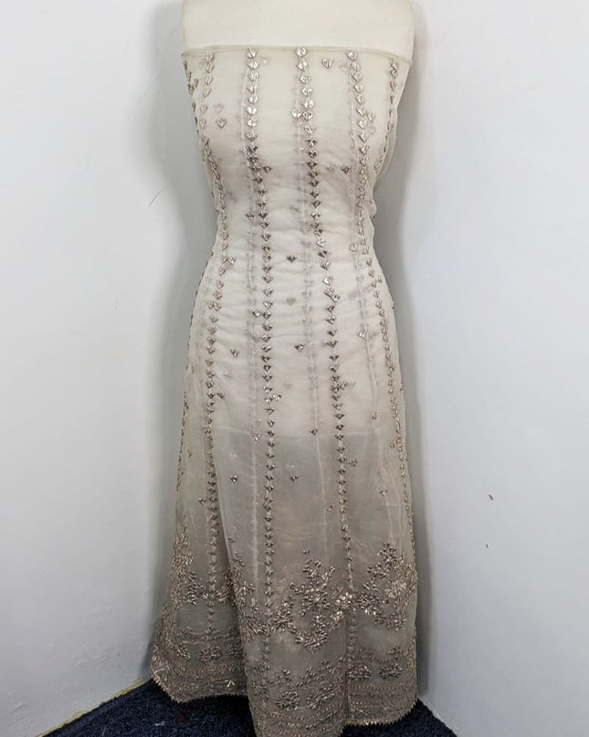 Fancy Dyeable Organza with Handmade Gotta Work Frock 2Pc Unstitched