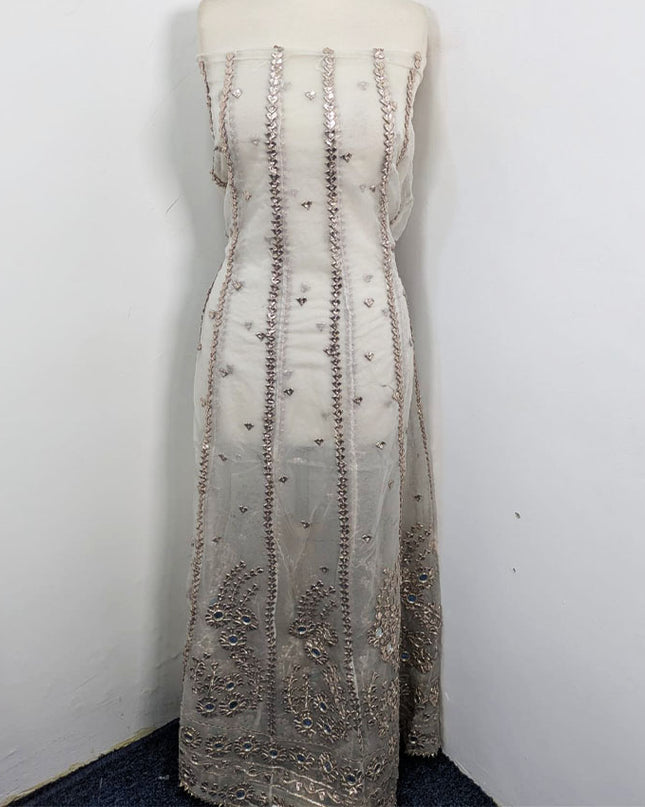 Organza with Handmade Gotta Work Frock 2Pc Unstitched (Dyeable)