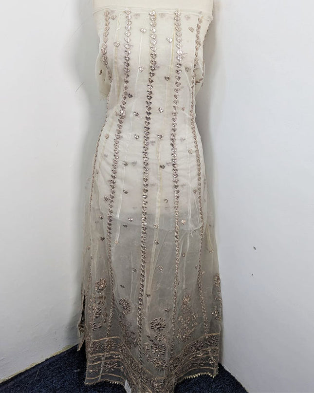 Handmade Gotta Work Organza Frock 2Pc Unstitched (Dyeable in All Colors)
