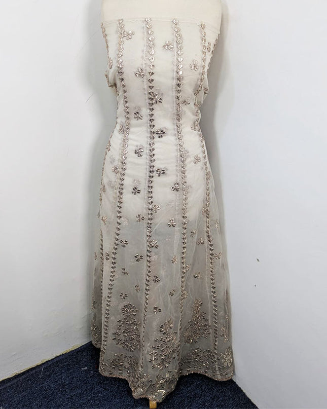 Organza with Handmade Gotta Work Frock 2Pc Unstitched (Dyeable)
