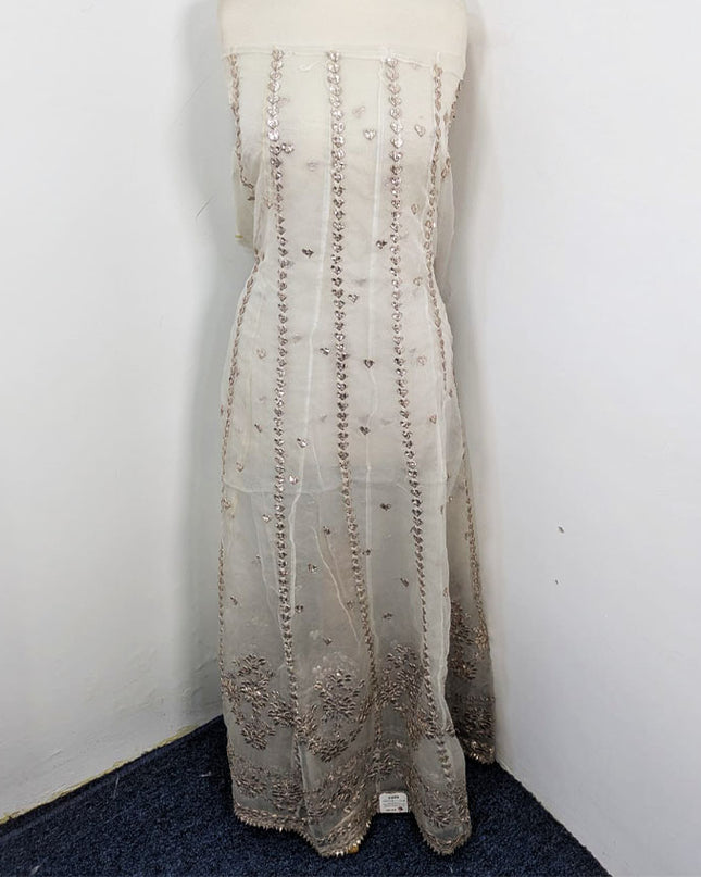 Handmade Gotta Work Organza Frock 2Pc Unstitched (Dyeable in All Colors)