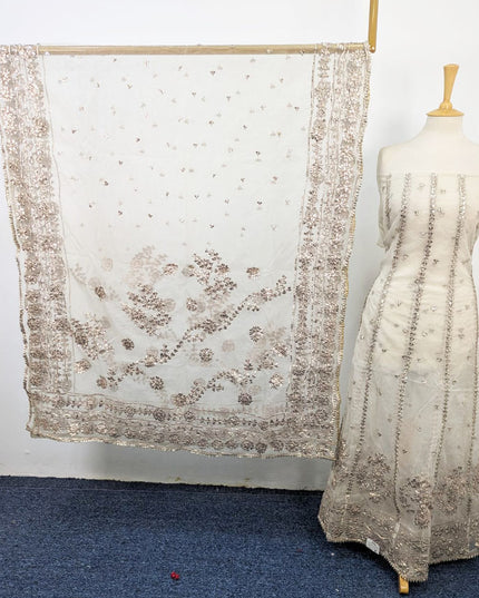 Fancy Dyeable Organza with Handmade Gotta Work Frock 2Pc Unstitched