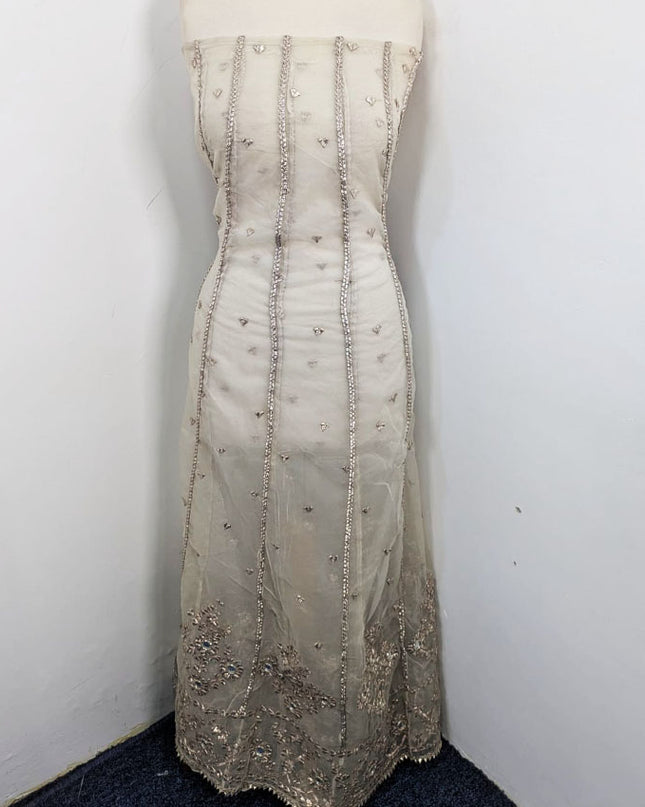 Handmade Gotta Work Organza Frock 2Pc Unstitched (Dyeable in All Colors)