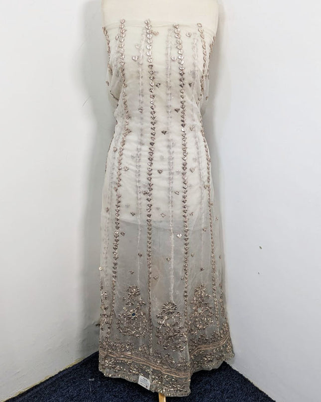 Handmade Gotta Work Organza Frock 2Pc Unstitched (Dyeable in All Colors)