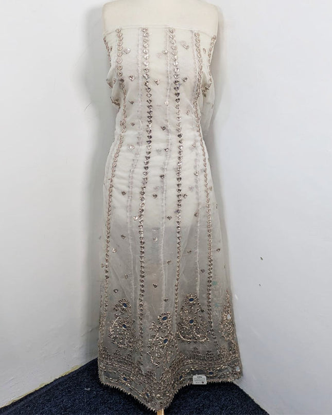Organza with Handmade Gotta Work Frock 2Pc Unstitched (Dyeable)