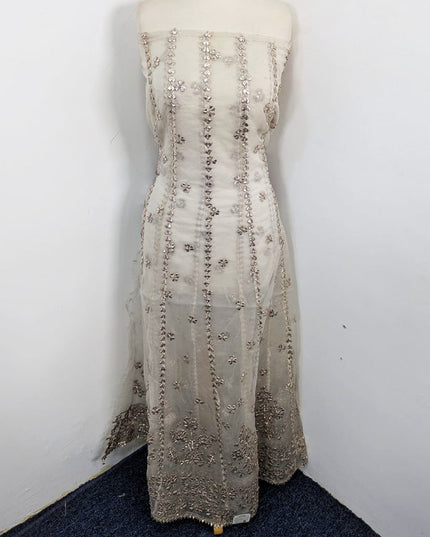 Handmade Gotta Work Organza Frock 2Pc Unstitched (Dyeable in All Colors)