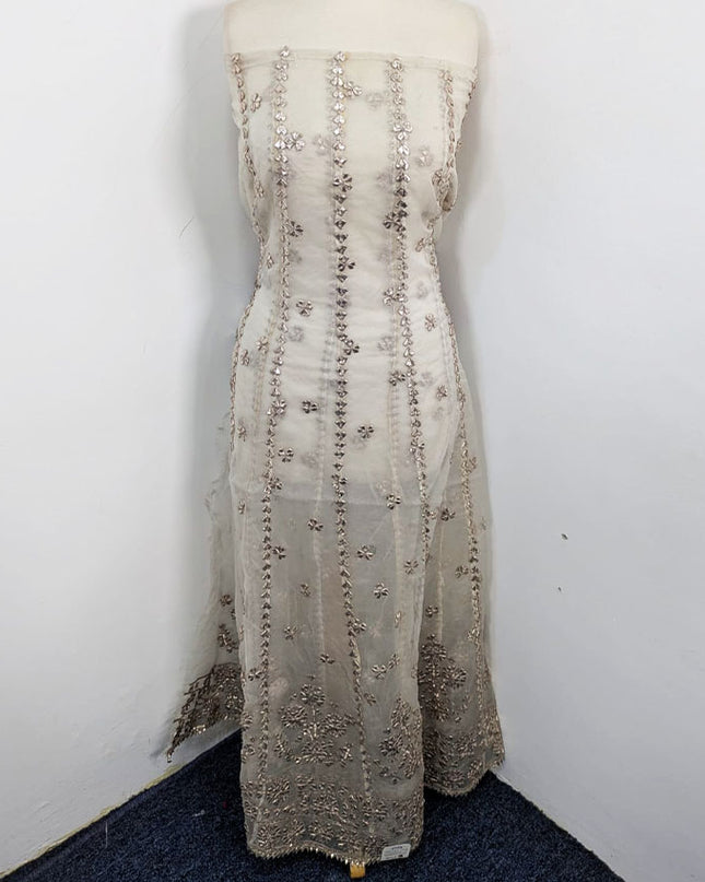 Handmade Gotta Work Organza Frock 2Pc Unstitched (Dyeable in All Colors)