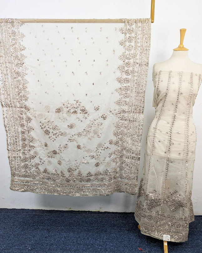 Fancy Dyeable Organza with Handmade Gotta Work Frock 2Pc Unstitched