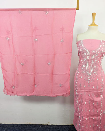 Handmade Aplic Work Lawn Shirt with Chiffon Dupatta 3Pc Unstitched