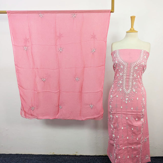 Handmade Aplic Work Lawn Shirt with Chiffon Dupatta 3Pc Unstitched