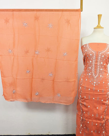 Handmade Aplic Work Lawn Shirt with Chiffon Dupatta 3Pc Unstitched