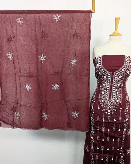 Handmade Aplic Work Lawn Shirt with Chiffon Dupatta 3Pc Unstitched