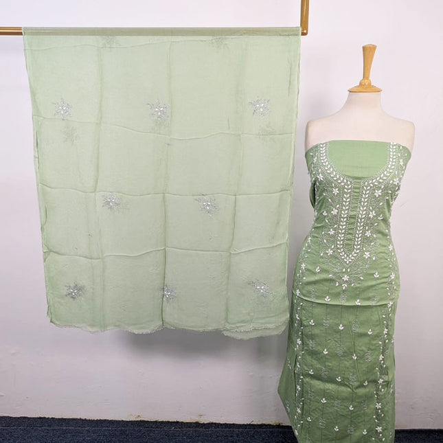 Handmade Aplic Work Lawn Shirt with Chiffon Dupatta 3Pc Unstitched