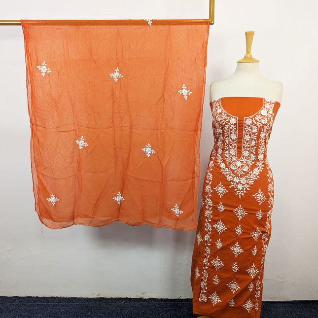 Lawn with Pakka Tanka + Mirror Work Shirt & Chiffon Dupatta 3Pc Unstitched