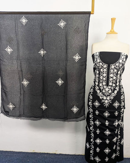 Lawn with Pakka Tanka + Mirror Work Shirt & Chiffon Dupatta 3Pc Unstitched