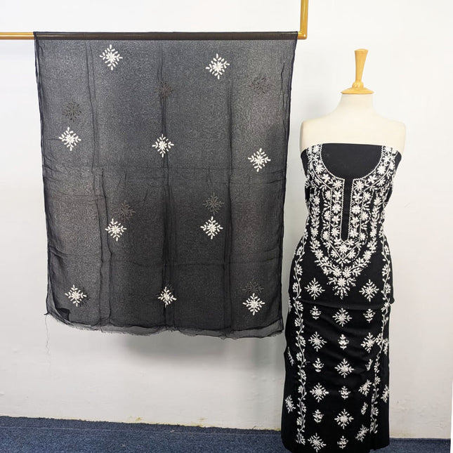 Lawn with Pakka Tanka + Mirror Work Shirt & Chiffon Dupatta 3Pc Unstitched