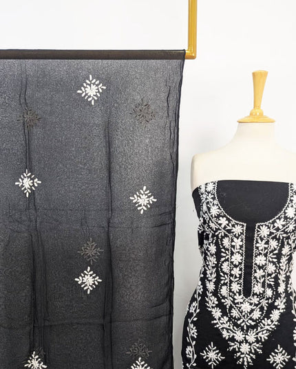Lawn with Pakka Tanka + Mirror Work Shirt & Chiffon Dupatta 3Pc Unstitched