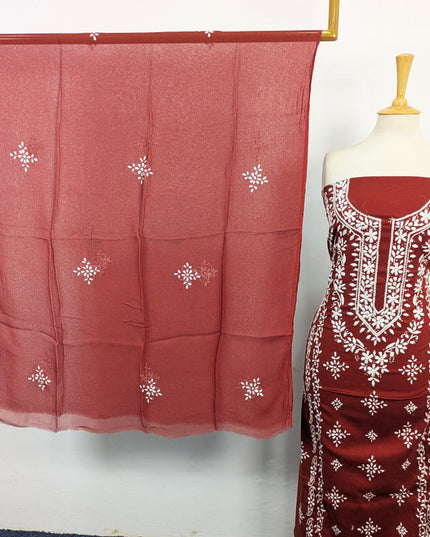 Lawn with Pakka Tanka + Mirror Work Shirt & Chiffon Dupatta 3Pc Unstitched