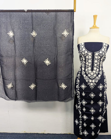 Handmade Pakka Tanka + Mirror Work Lawn with Chiffon Dupatta 3Pc
