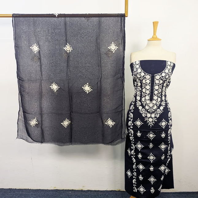Handmade Pakka Tanka + Mirror Work Lawn with Chiffon Dupatta 3Pc