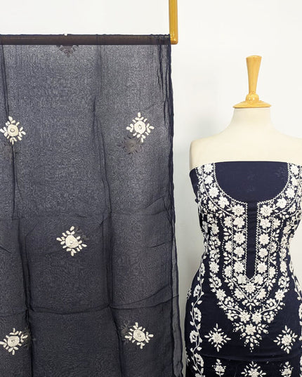 Handmade Pakka Tanka + Mirror Work Lawn with Chiffon Dupatta 3Pc