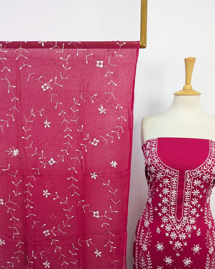 Fancy Lawn with Pakka Tanka Work Shirt + Chiffon Dupatta 3Pc Unstitched