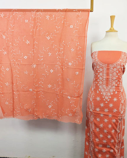 Fancy Lawn with Pakka Tanka Work Shirt + Chiffon Dupatta 3Pc Unstitched