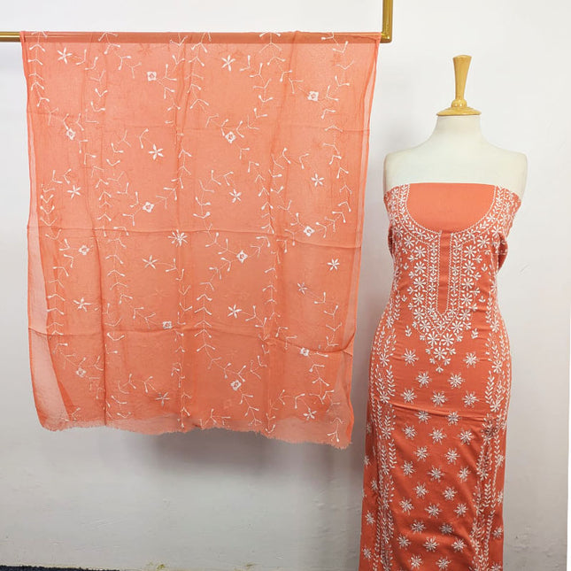 Fancy Lawn with Pakka Tanka Work Shirt + Chiffon Dupatta 3Pc Unstitched
