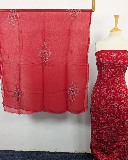 Handmade Full Jaal Kacha Tanka + Mirror Work Lawn 3Pc Unstitched
