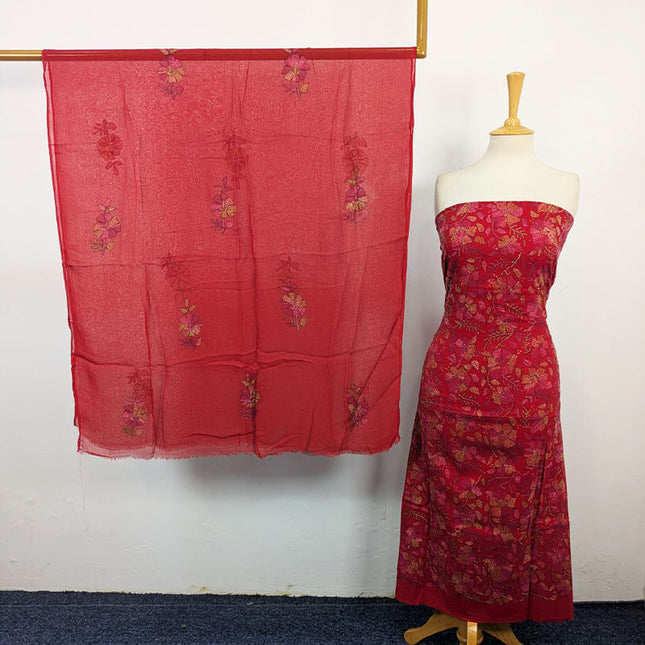 Lawn with Full Jaal Kacha Tanka Work Shirt & Chiffon Dupatta 3Pc Unstitched