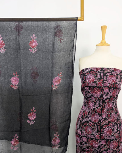 Lawn with Full Jaal Kacha Tanka Work Shirt & Chiffon Dupatta 3Pc Unstitched