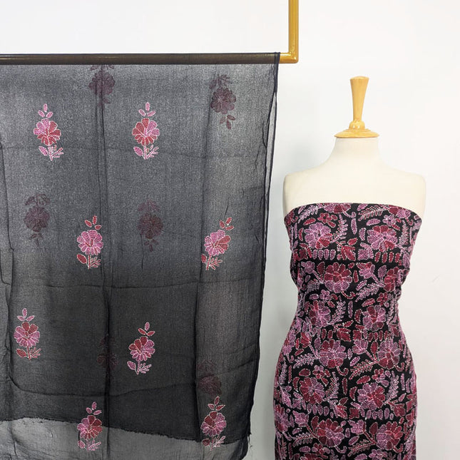 Lawn with Full Jaal Kacha Tanka Work Shirt & Chiffon Dupatta 3Pc Unstitched