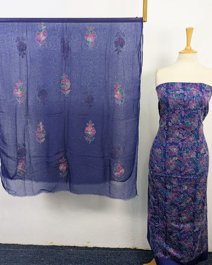 Lawn with Full Jaal Kacha Tanka Work Shirt & Chiffon Dupatta 3Pc Unstitched