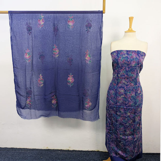 Lawn with Full Jaal Kacha Tanka Work Shirt & Chiffon Dupatta 3Pc Unstitched