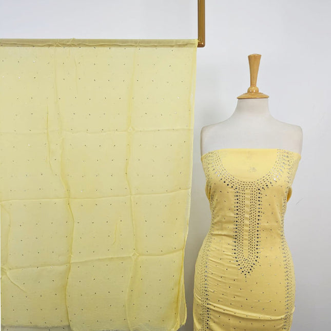 Fancy Lawn with Handmade Mukesh Work Shirt & Chiffon Dupatta 3Pc Unstitched