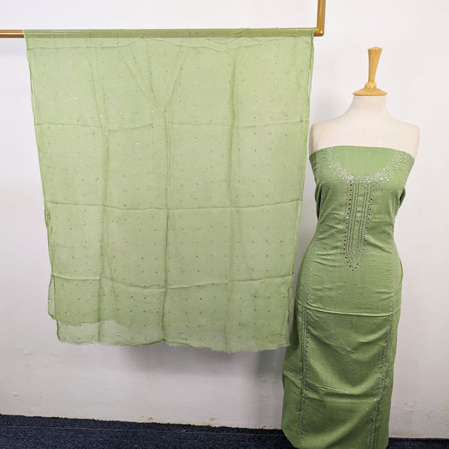 Fancy Lawn with Handmade Mukesh Work Shirt & Chiffon Dupatta 3Pc Unstitched