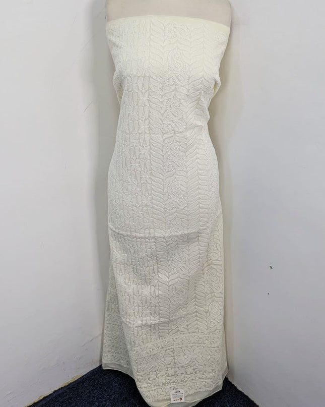 Handmade Full Jaal Chikankari Work Pure Indian Lawn Shirt Unstitched