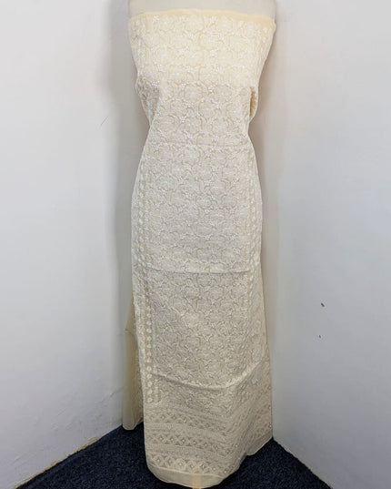 Handmade Full Jaal Chikankari Work Pure Indian Lawn Shirt Unstitched