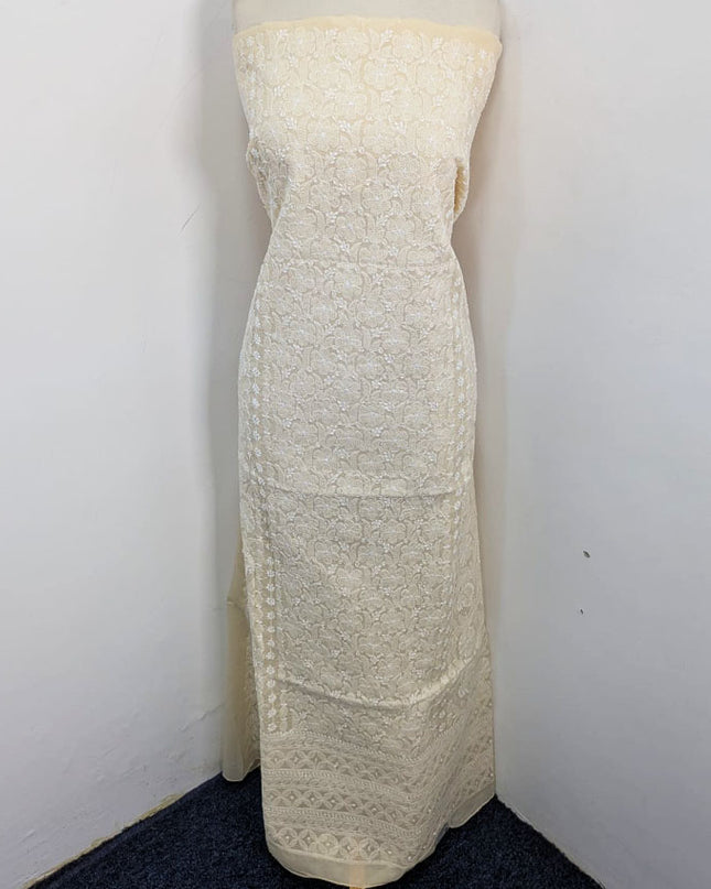 Handmade Full Jaal Chikankari Work Pure Indian Lawn Shirt Unstitched