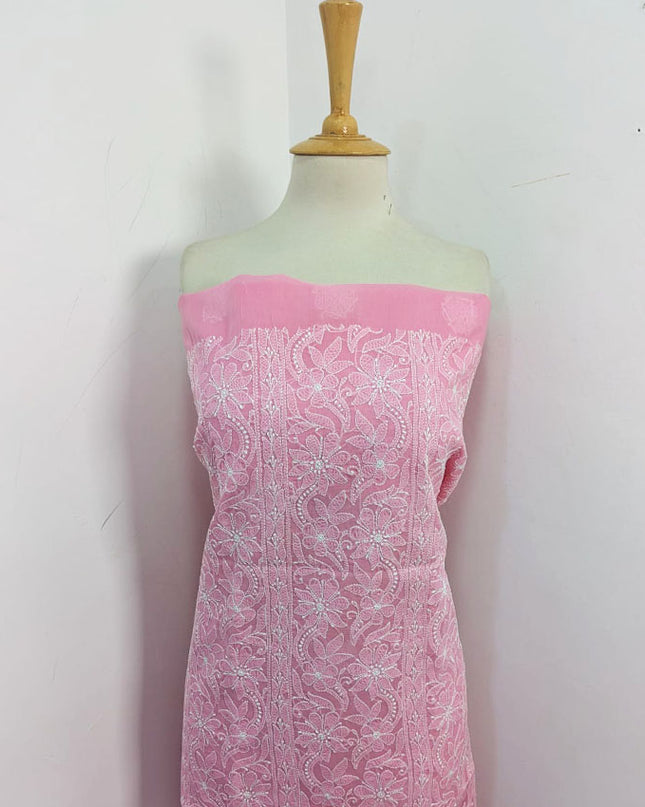 Handmade Full Jaal Chikankari Work Pure Indian Lawn Shirt Unstitched