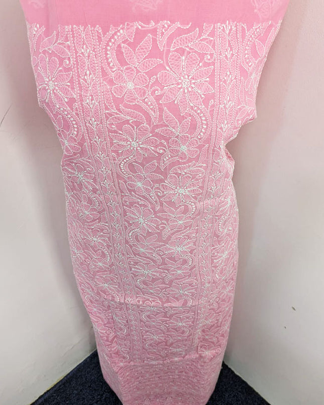 Handmade Full Jaal Chikankari Work Pure Indian Lawn Shirt Unstitched