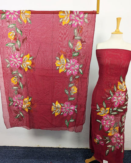 Fancy Net with Handmade Paint & Gotta Work 2Pc Unstitched