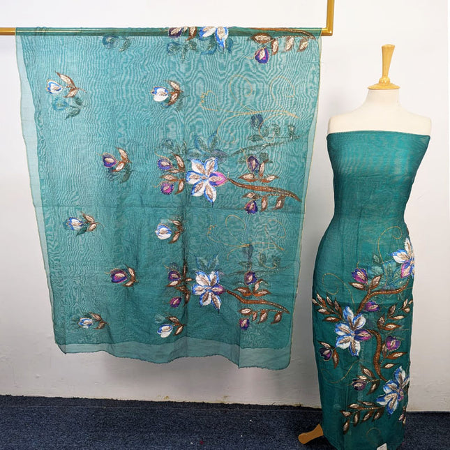 Handmade Paint & Gotta Work Net Shirt Dupatta 2Pc Unstitched