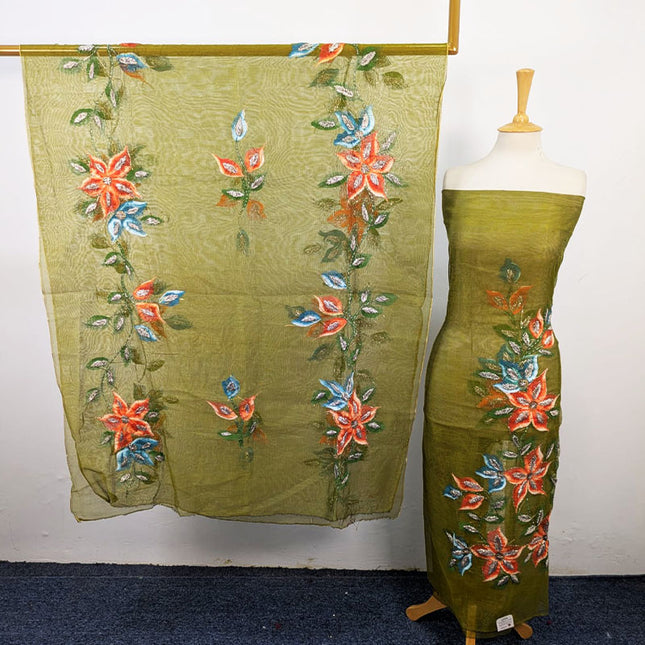 Fancy Net with Handmade Paint & Gotta Work 2Pc Unstitched