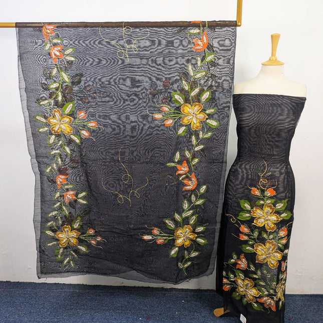 Fancy Net with Handmade Paint & Gotta Work 2Pc Unstitched