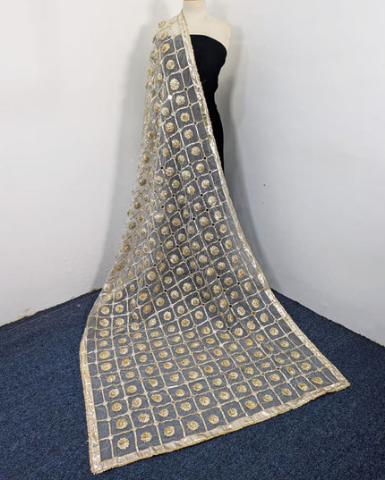 Organza with Handmade Golden Gotta + Mirror Work Dupatta (Dyeable)
